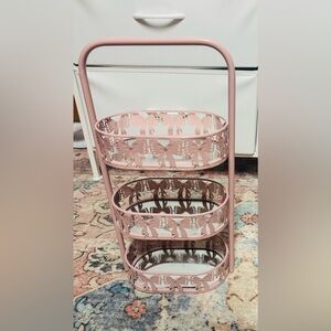 Pink Metal Tiered Basket Stand